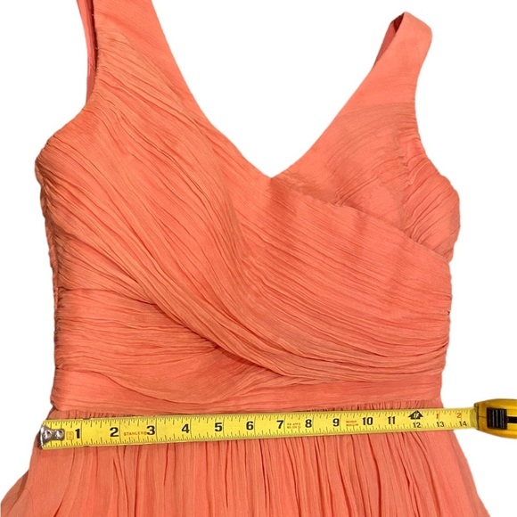 JCrew Silk Sheer Chiffon Heidi Gown- Pastel Coral Formal Bridesmaid Dress-size 2 - Picture 9 of 15